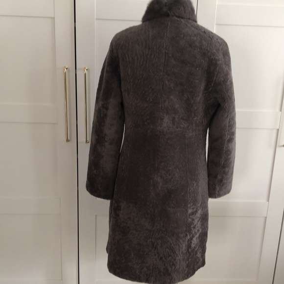 ❤️SALE❤️Genuine-shearling/ sheared fur /w mink fur trimmed coat - Picture 3 of 11